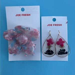 Joe Fresh Multicolor Floral Hair Clip and Earrings